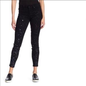 Level 99 Janice Ultra Skinny Jeans Black Splatter Size 28 NWT